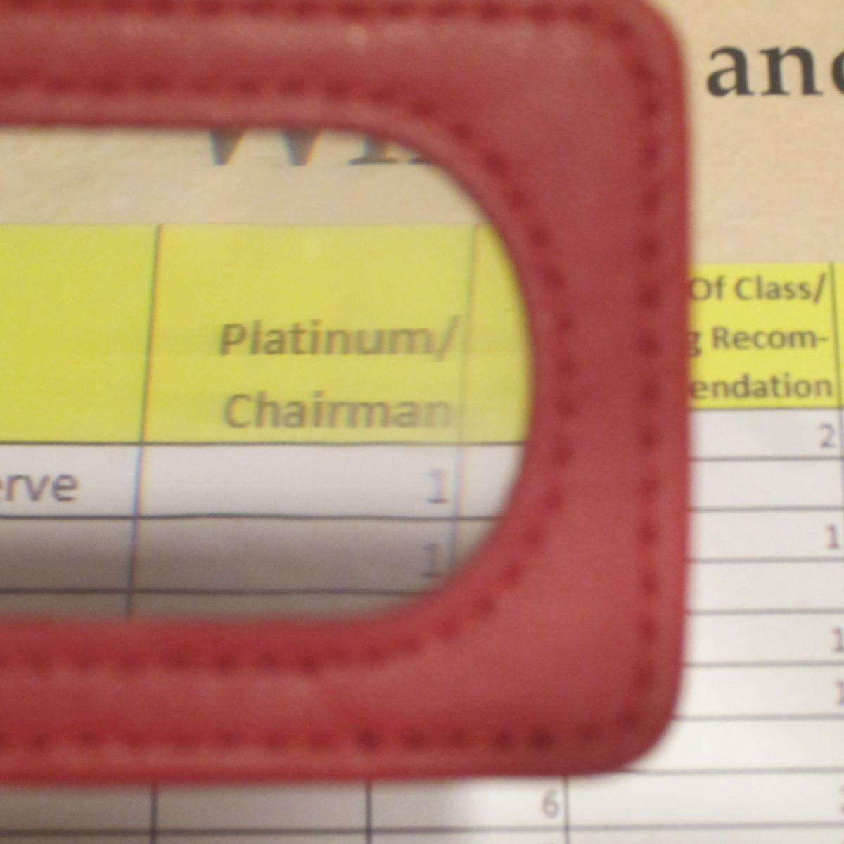 Set of 4 Red Genuine Leather Bookmark Magnifiers-3X- 6 1/4″ x 2″-Red ribbon tab