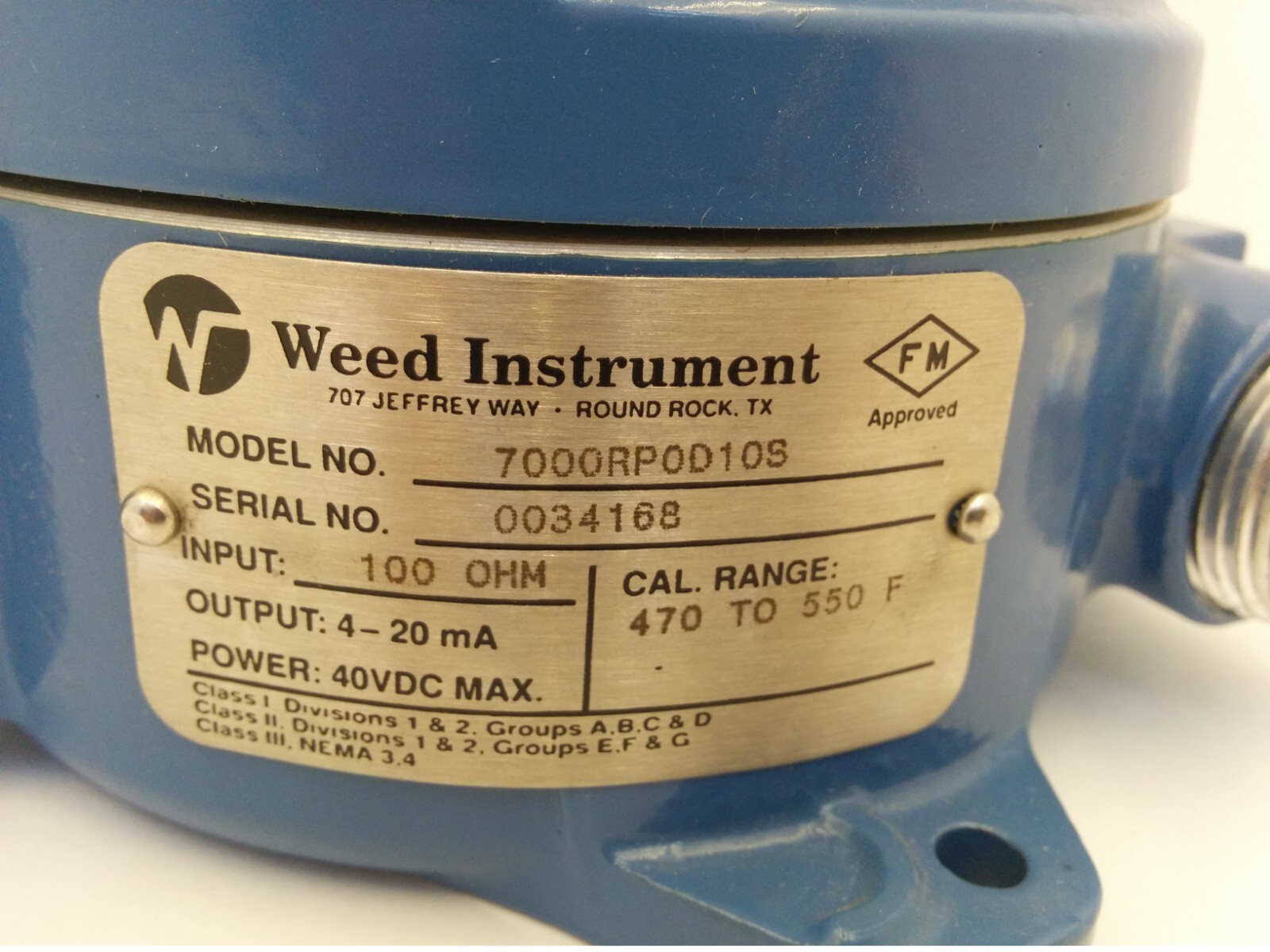 WEED INSTRUMENTS 7000RP0D10S TEMPERATURE TRANSMITTER, 100 OHM 40VDC, NIB