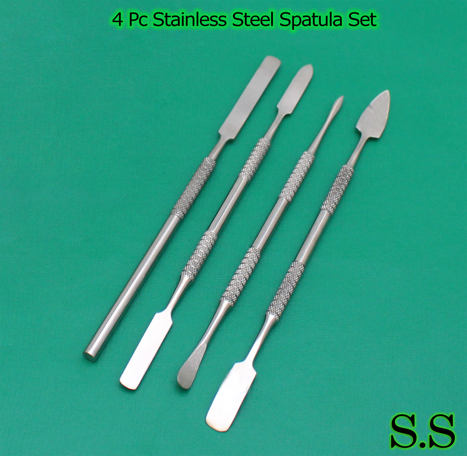 4 Pc Stainless Steel Dental Hobby Craft Spatula Set