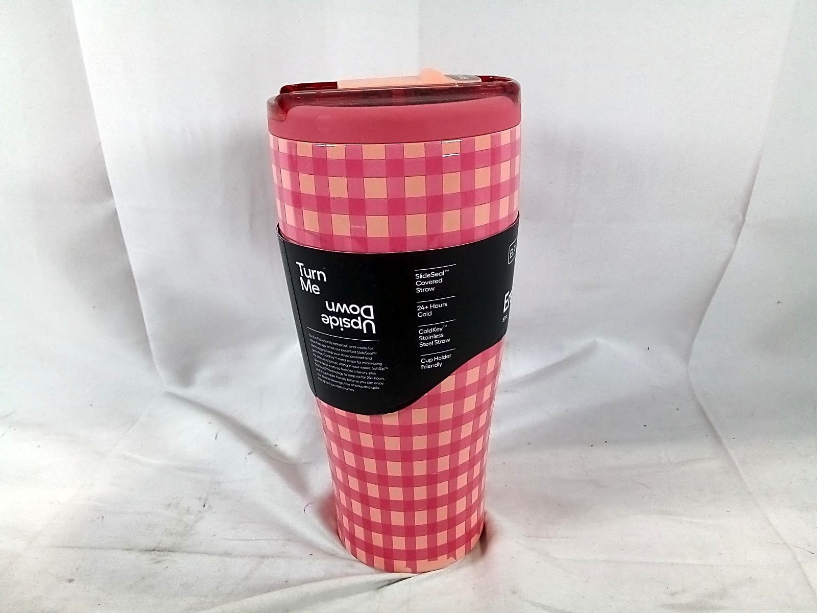 BrüMate Era Flip 30oz Leakproof Straw Tumbler – Peach/Pink Gingham Madi Nelson