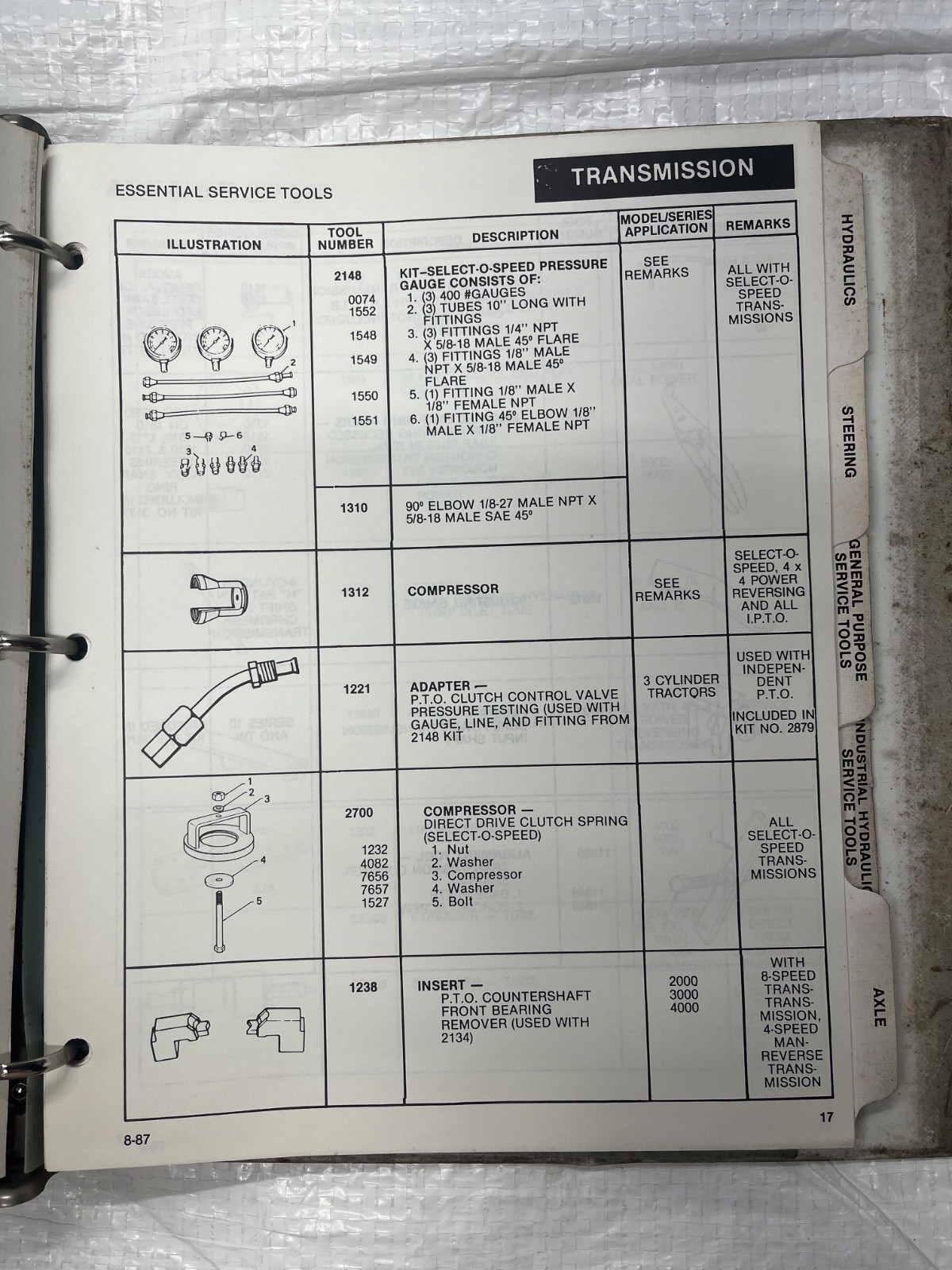 Ford New Holland Service Tools and Equipment Binder SE 4605