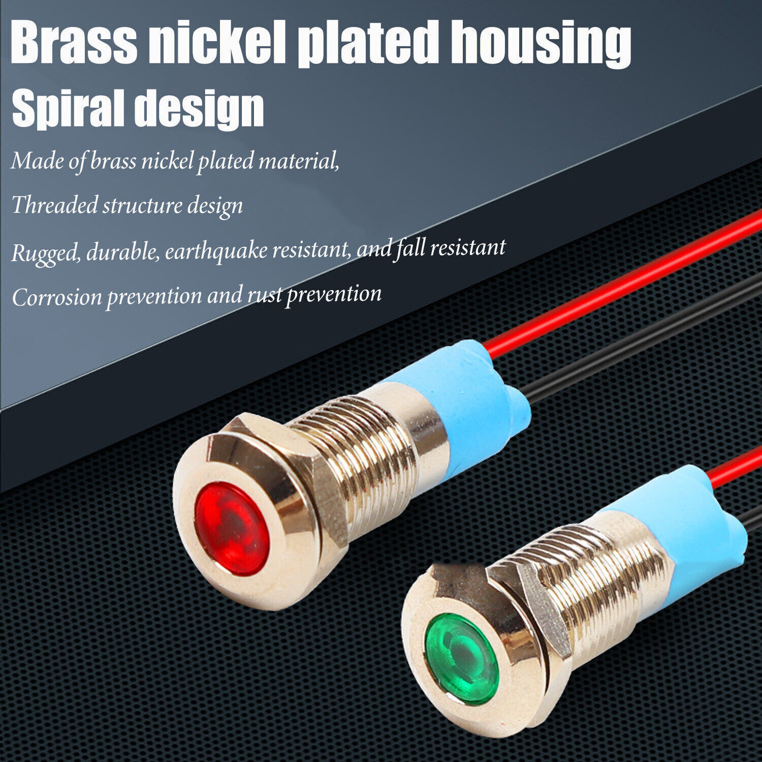 8mm 12/24V 1/2″ LED Metal Indicator Light Signal Lamp Waterproof 5PCS