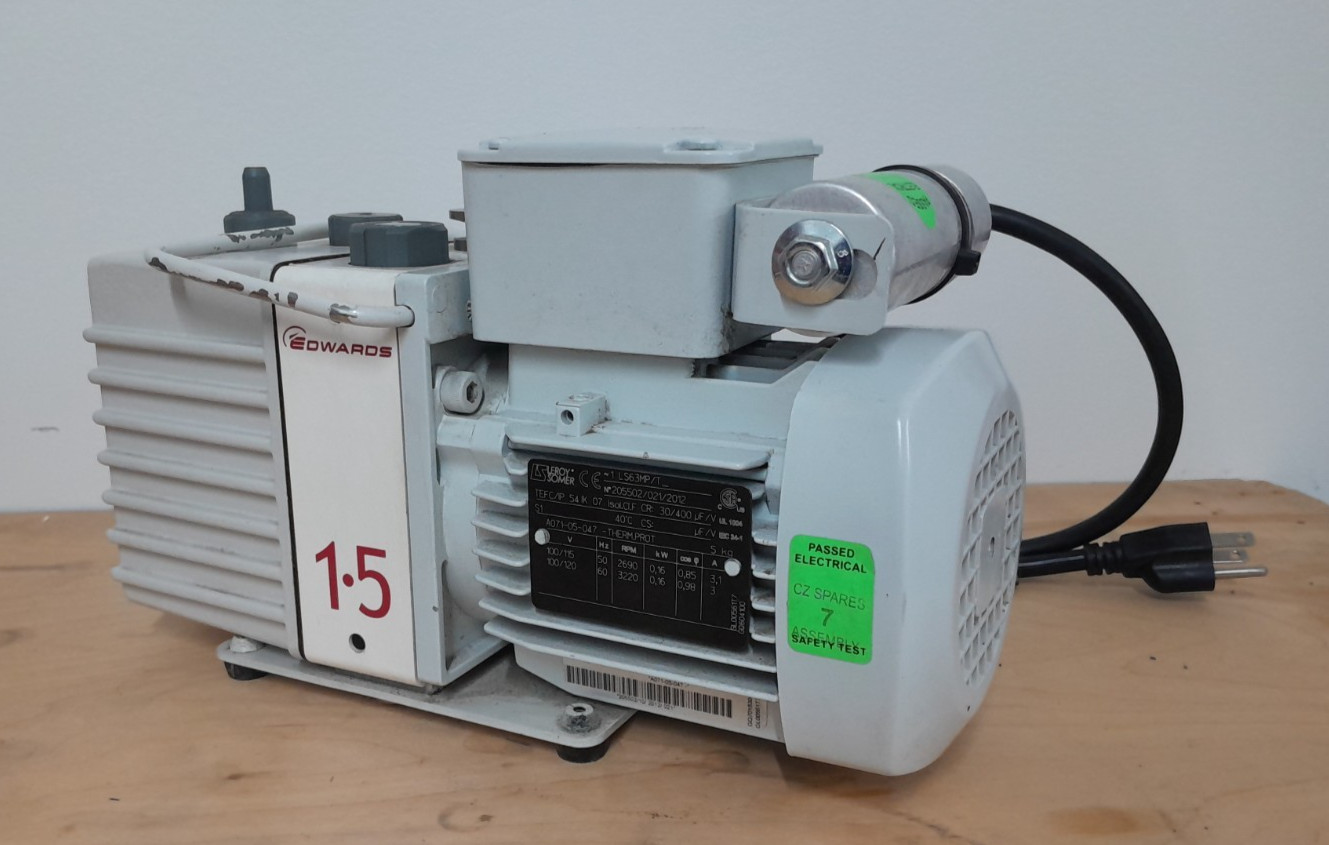 Edwards E2M1.5 A37122902R Rotary Vane Vacuum Pump – TESTED ~0.0134 torr