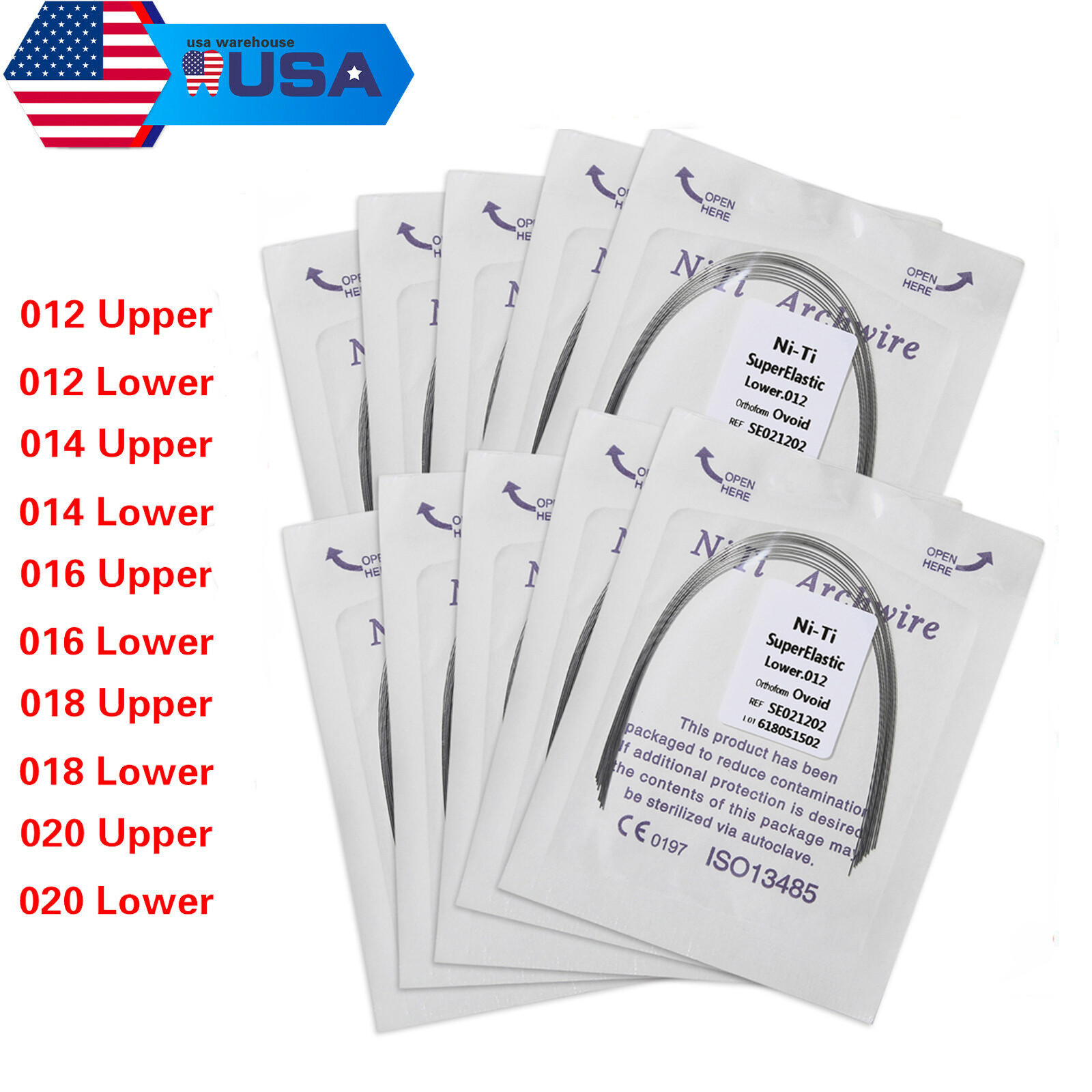 10pcs/pk Dental Orthodontic Super Elastic NITI Arch Wire Round/Ovoid FDA