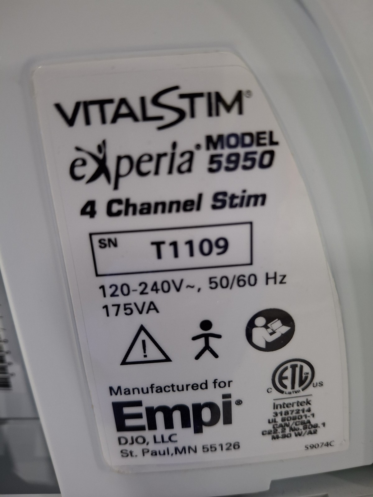 Chattanooga Group VitalStim Experia 5950 4 Channel Electrophysiotherapy Unit