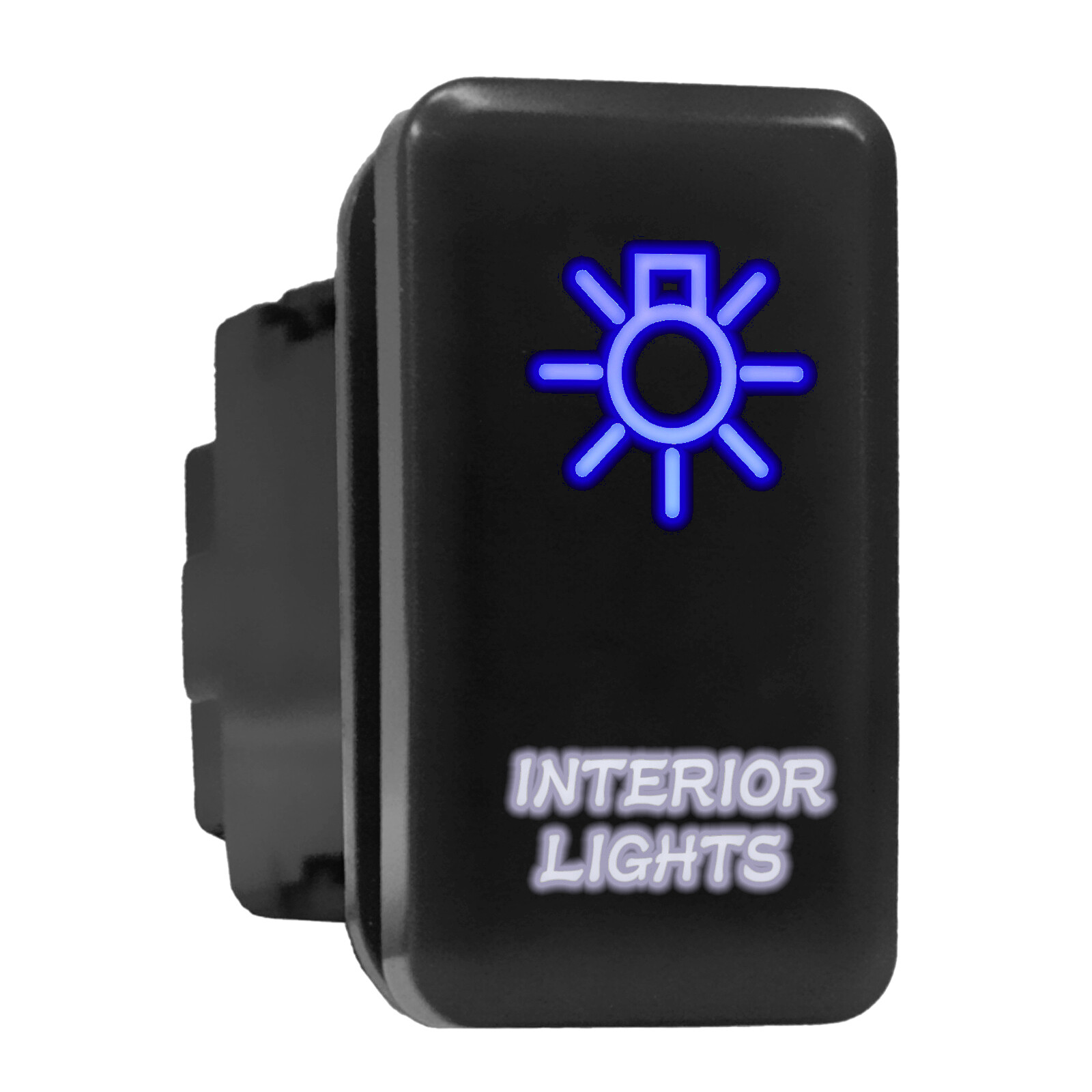 INTERIOR LIGHTS Blue/White Backlit Tall Push Button 1.54″x 0.83″ (Fit: Toyota)