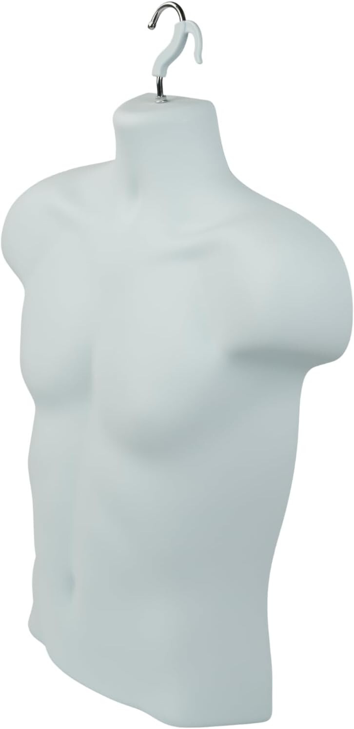 Lot of 3 Forms Molded Man’s Shirt Torso Fits S-L Hanging Male Mannequin White