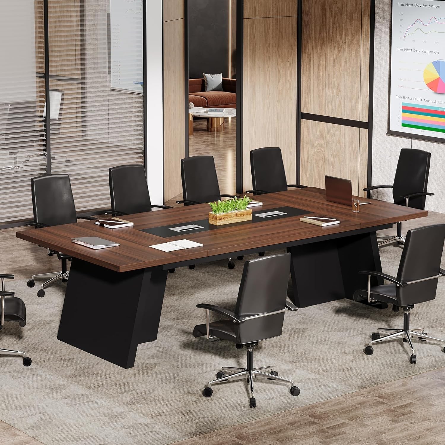 8ft Conference Table for 8-10, Large Meeting Table for Office Conference Room