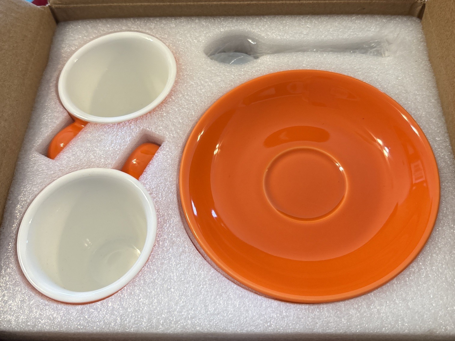 ionEgg Porcelain Espresso Cup Set w/ Saucers & Stainless Spoons – 2-Pack, 2.7oz
