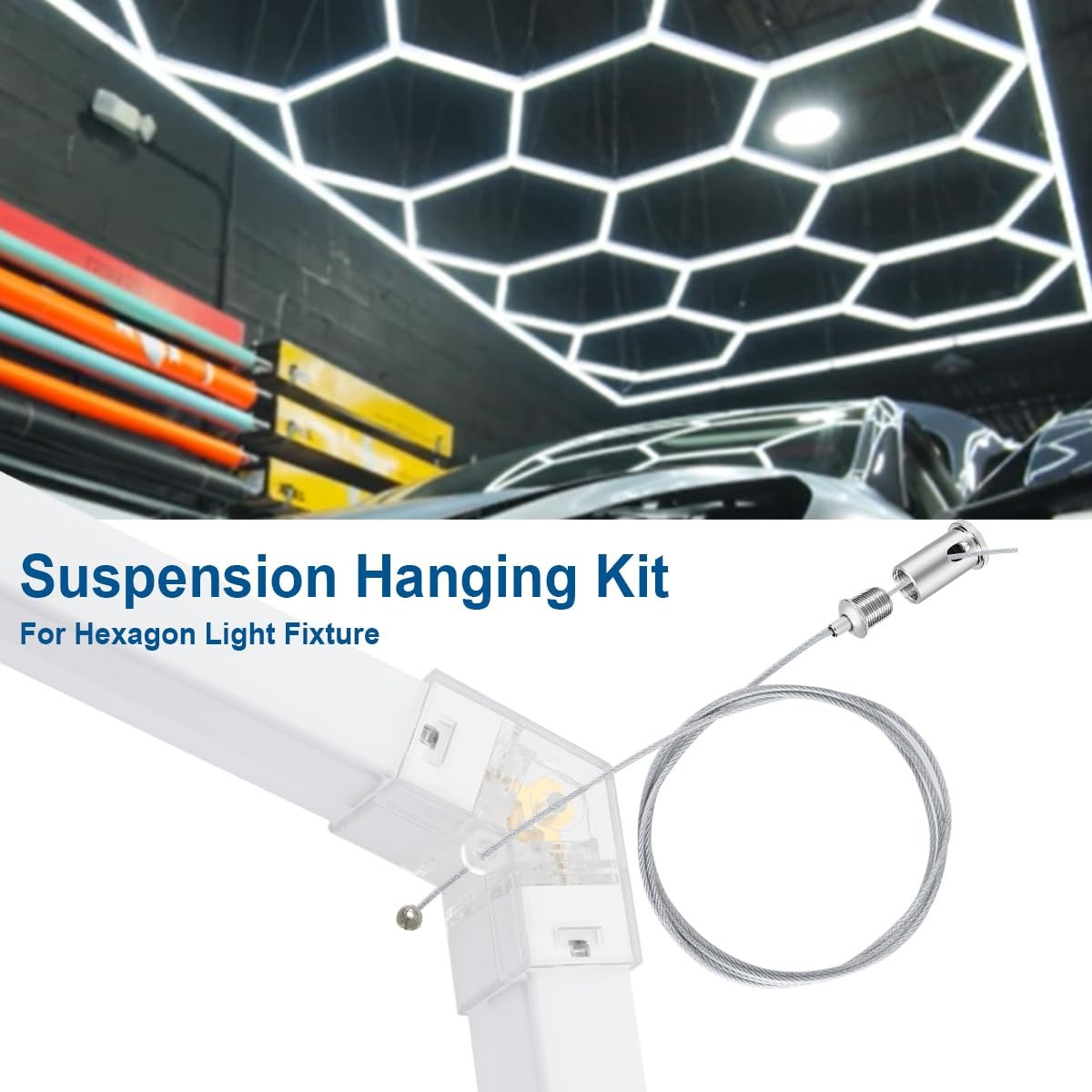 Best 20 Sets Hanging Wire Cable Kit for Hexagon Garage Light 3.28ft Honeycomb