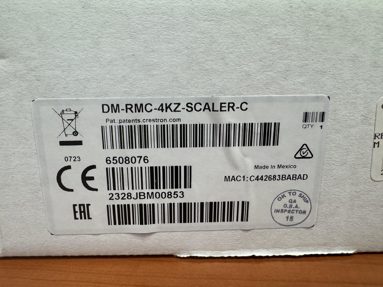 Crestron DM-RMC-4KZ-SCALER-C DM 8G+ 4K60 4:4:4 HDR Room Controller 6508076