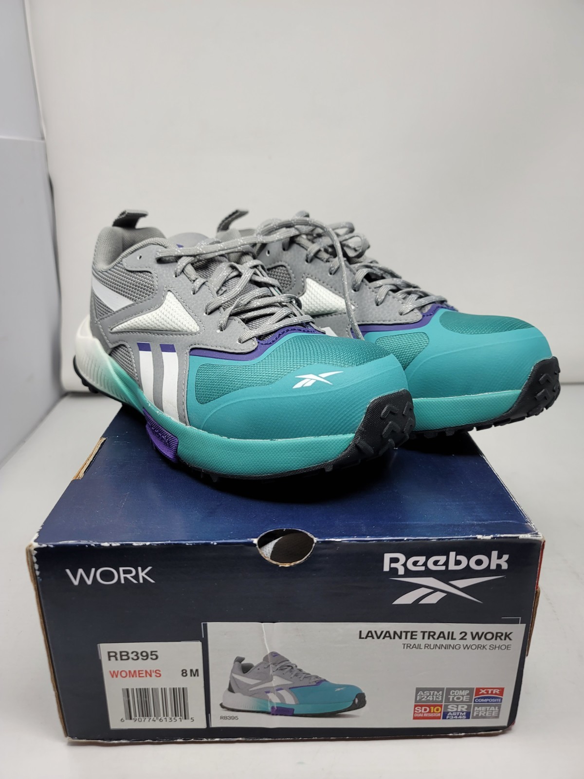 Reebok Lavante Trail 2 Composite Toe Womens Sz 8M Gray Oil Resistant Shoes