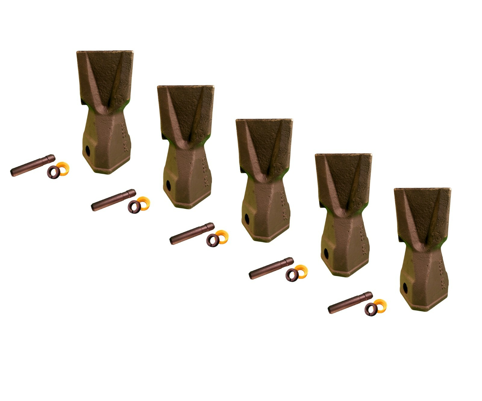 5 Backhoe Bucket Teeth 208-5235 – Penetration Tip, w/ Pin, fits CAT DRS230
