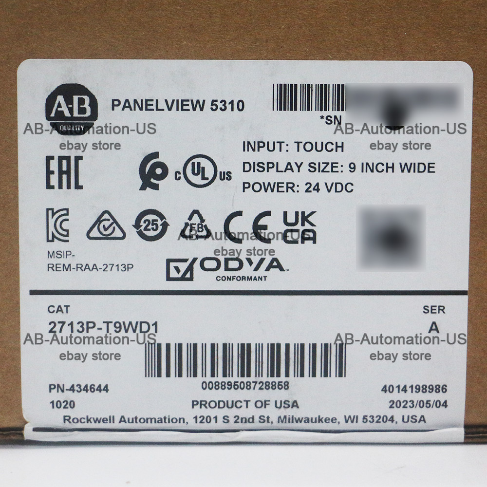 New Allen Bradley 2713P-T9WD1 PanelView 5310 24VDC Touch Wide Display