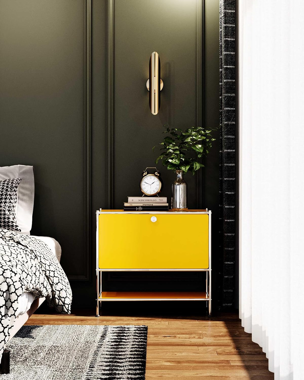 Modern Metal Sidetable with Flap Door – Stylish Storage for Any Room