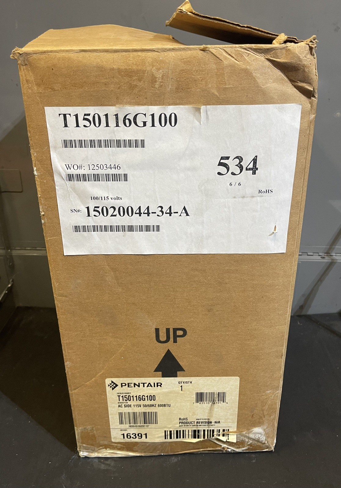 PENTAIR/NVENT T150116G100 AIR CONDITIONER/AC SIDE, 115V 800BTU W/ HOFFMAN ENCLO.