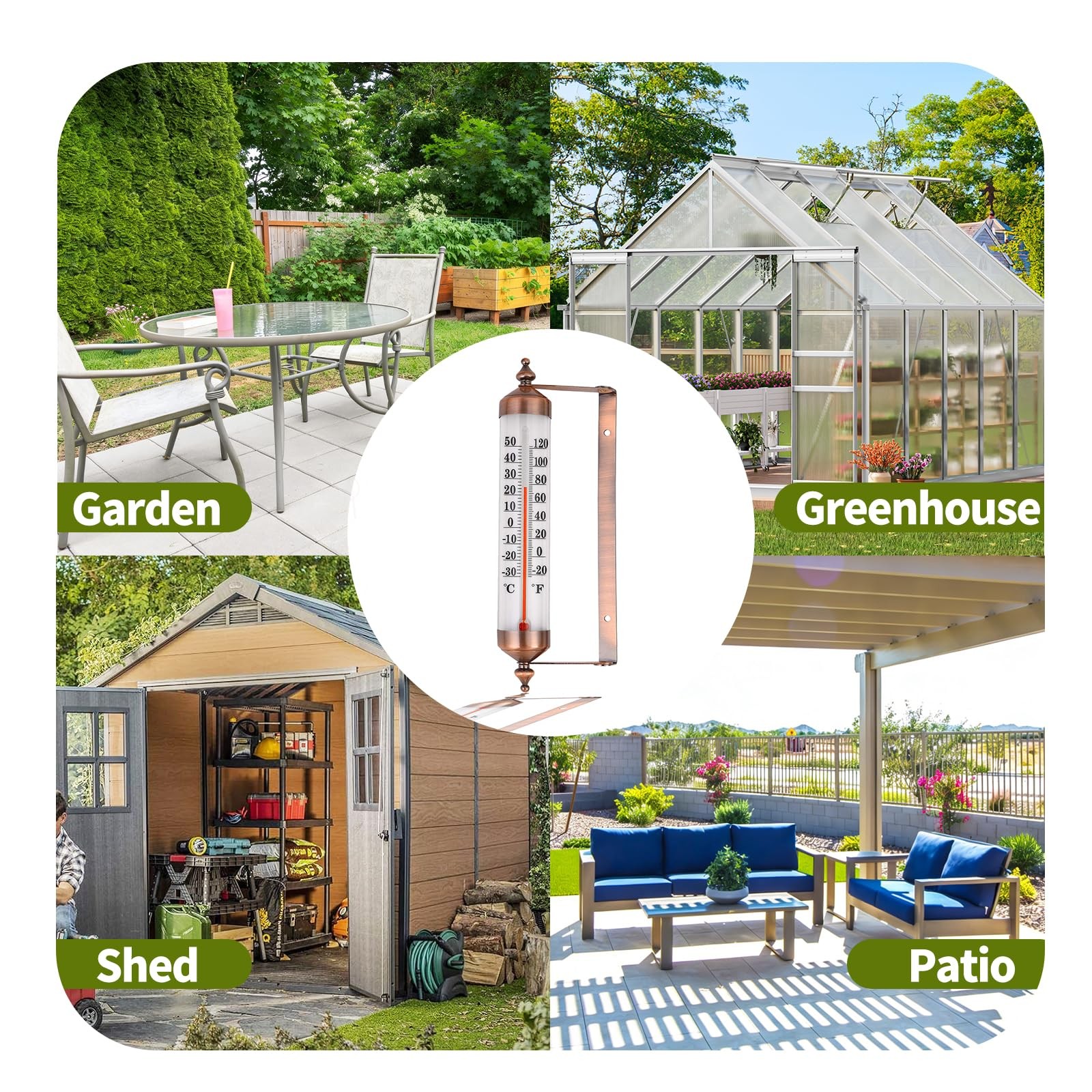 10″ Large Numbers Steel Outdoor Thermometer with Waterproof for Home & Garden