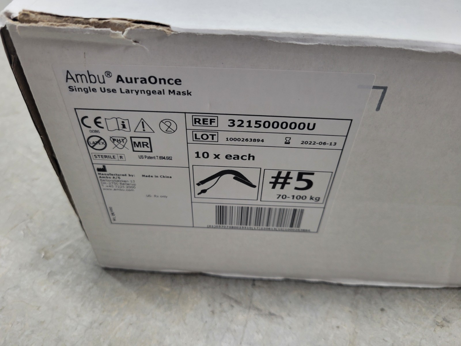 Lot Of 15 – Ambu AuraOnce #5 Single-use Laryngeal Mask 321500000U