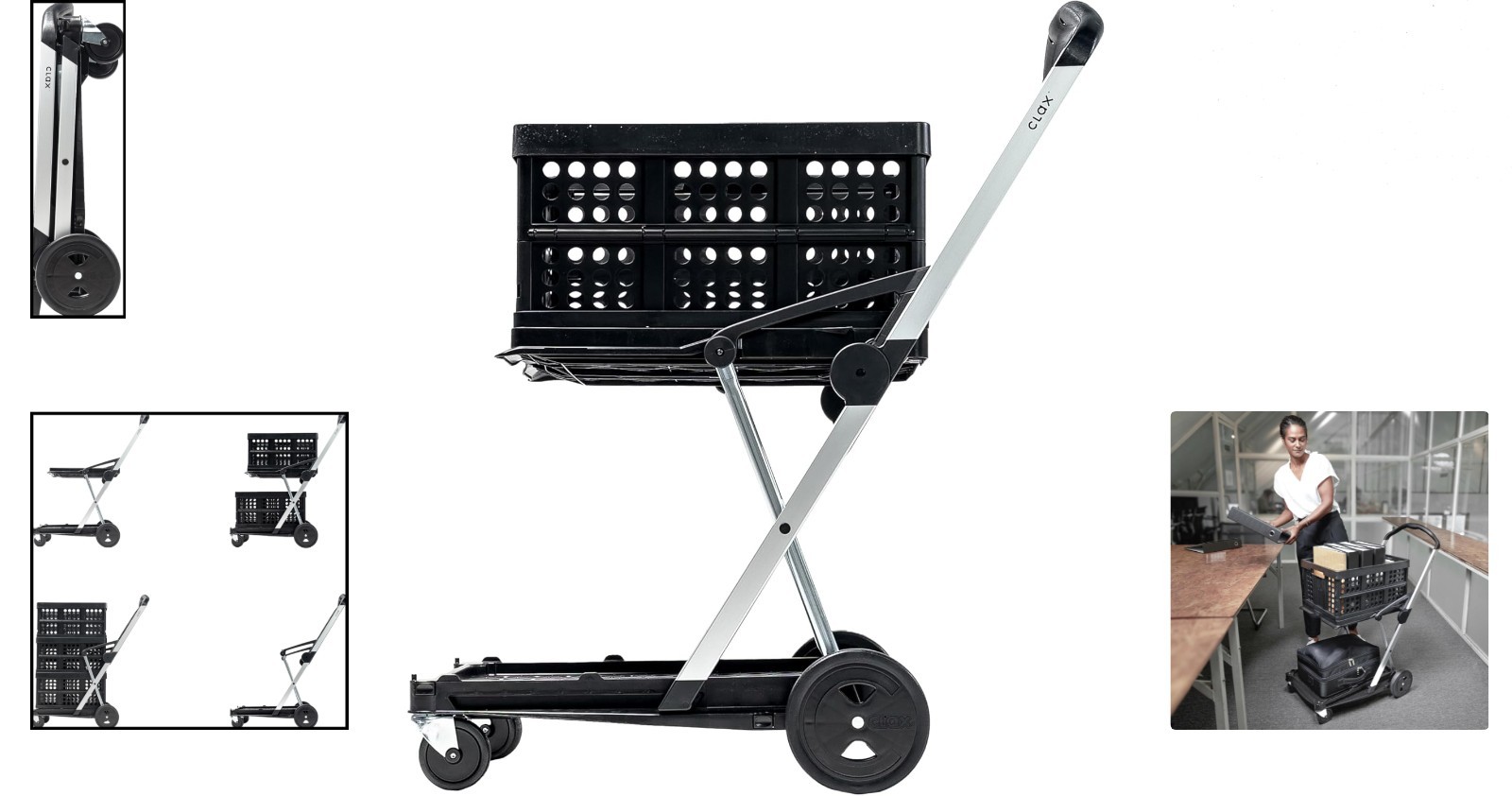 Compact Multi-Use Mobile Folding Trolley – Max 132 lbs | Black Shopping Carriage