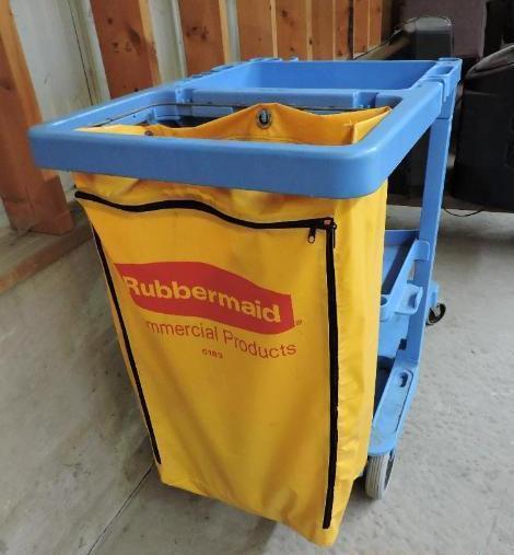 Rubbermaid Janitor Maid Housekeeping Cleaning Cart hotel 3 shelf with bag blue