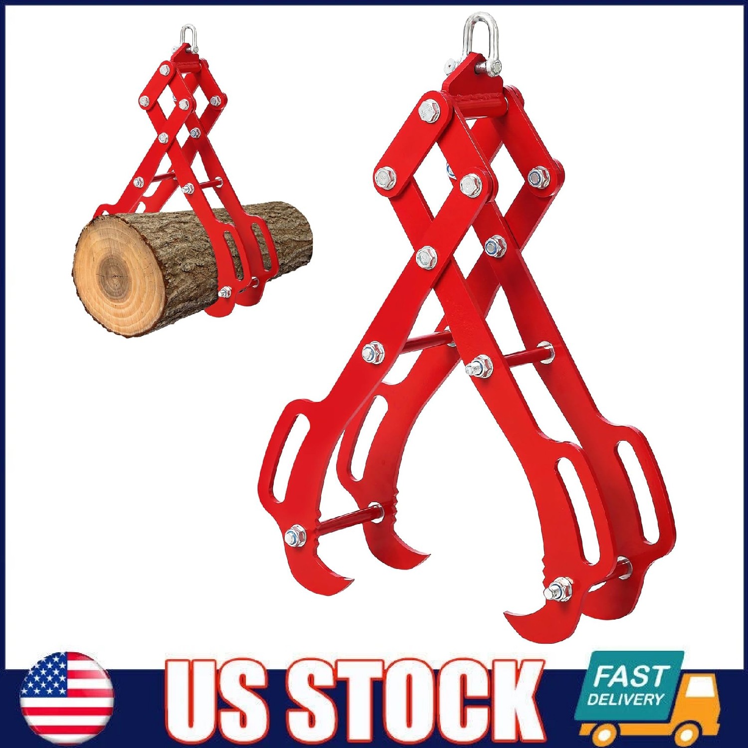 Log Lifting Tongs ,18″/28″/36″ 4-Claw Heavy-Duty Steel Log Grabber Logging Tongs
