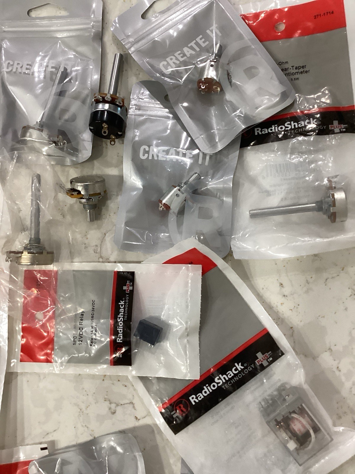 Potentiometer Relays Motor Speakers Piezo Buzzer Lot Radio shack NOS