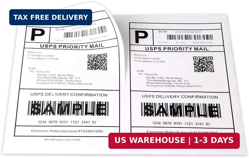 [100 Sheets; 200 Labels] Half Sheet Self Adhesive Shipping Label for Laser & Ink