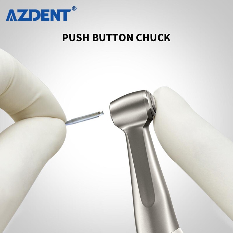AZDENT Dental 1:1 Slow Low Speed Handpiece Push Button Contra Angle fit CA burs