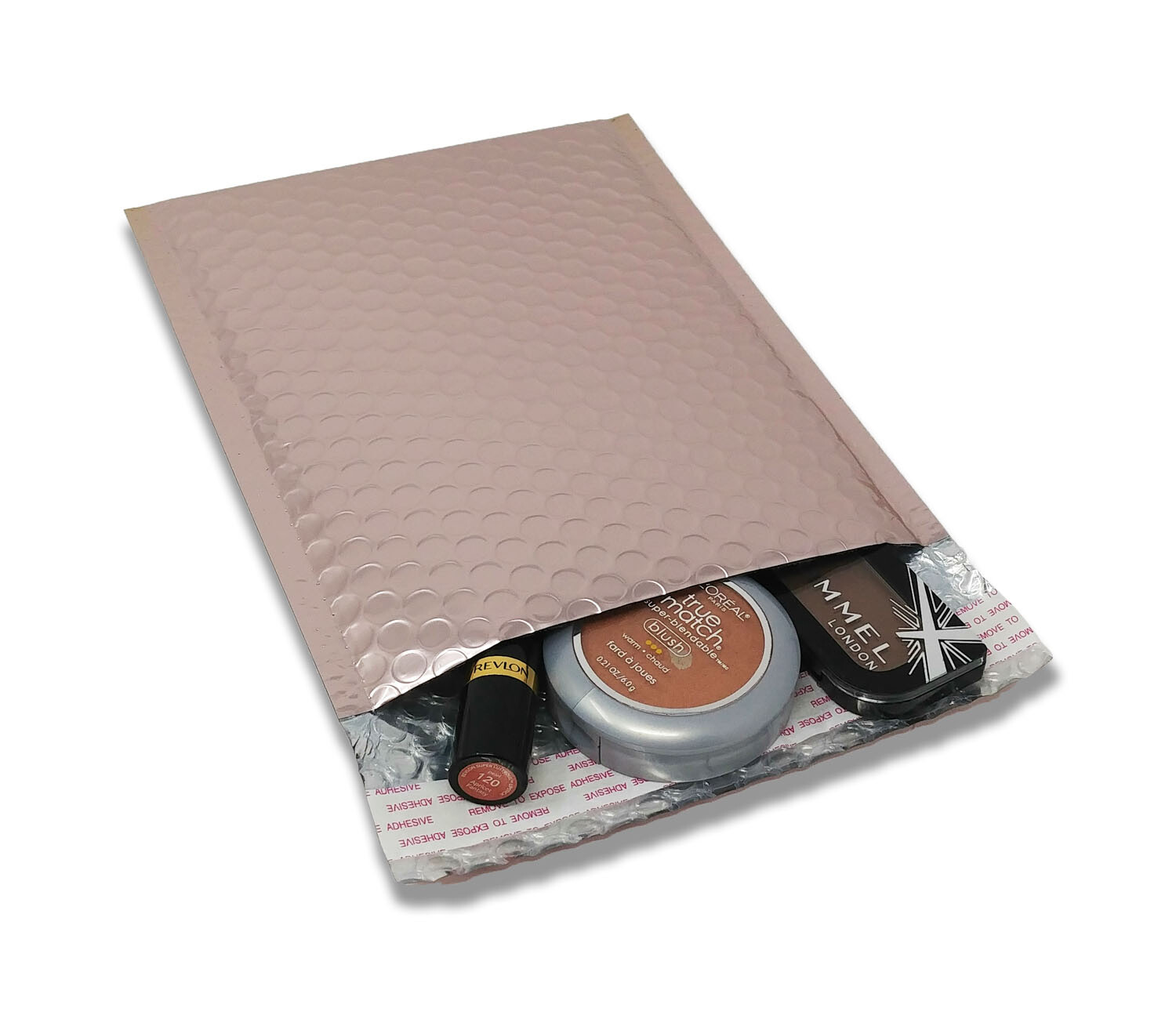 4×8, 5×9, 6×10, 8×12 Nude Pink Metallic Bubble Mailers, Light Rose Gold Envelope