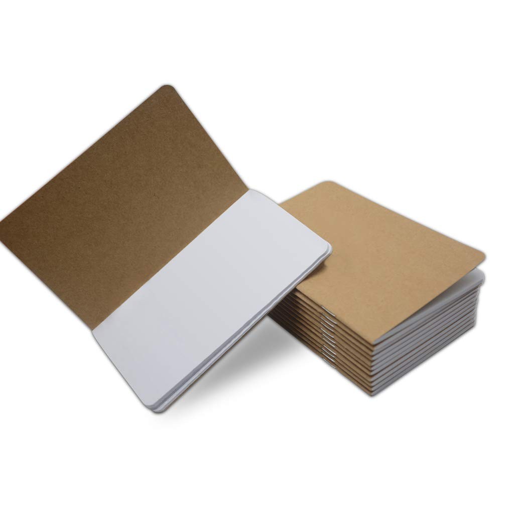 12 Pack Pocket Notebooks Blank Brown Cover Journals 64 Pages 5.5×3.5 Inch