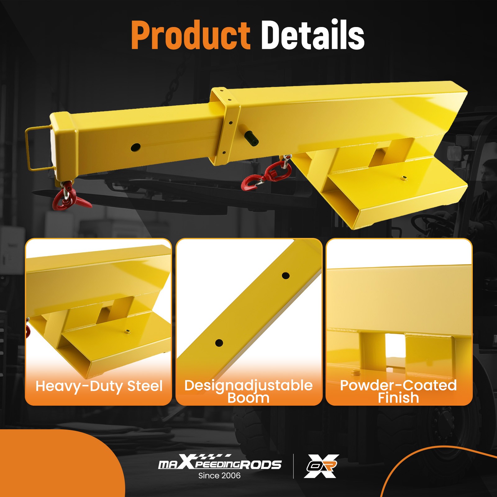 Universal Fit Jib Crane Boom for Forklift Pallet Fork 5500lb 31-79″ Extension