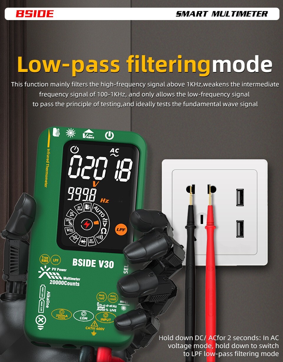 Photovoltaic Multimeter mV/uA IR Thermometer Test Pen TRMS Li-Battery Color LCD