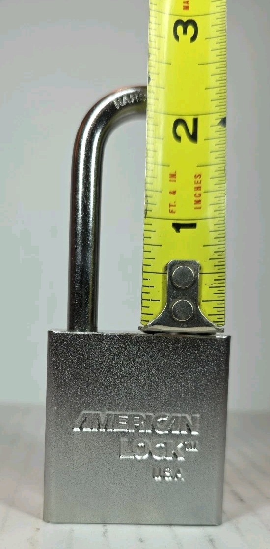 American Lock A6201 Padlock 2″ Shackle 1 3/4″ Wide Solid Steel Body Unkeyed New