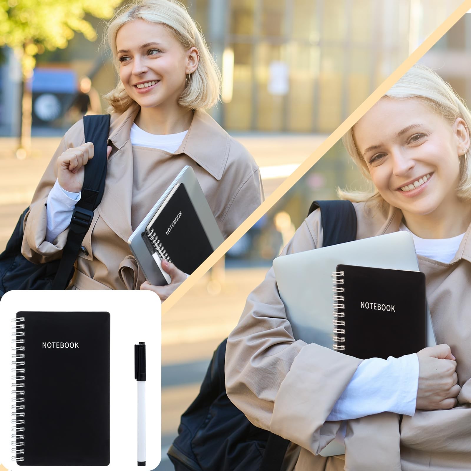 Portable White Board Dry Erase Notebook 4×7 Inch Mini Reusable Black Memo