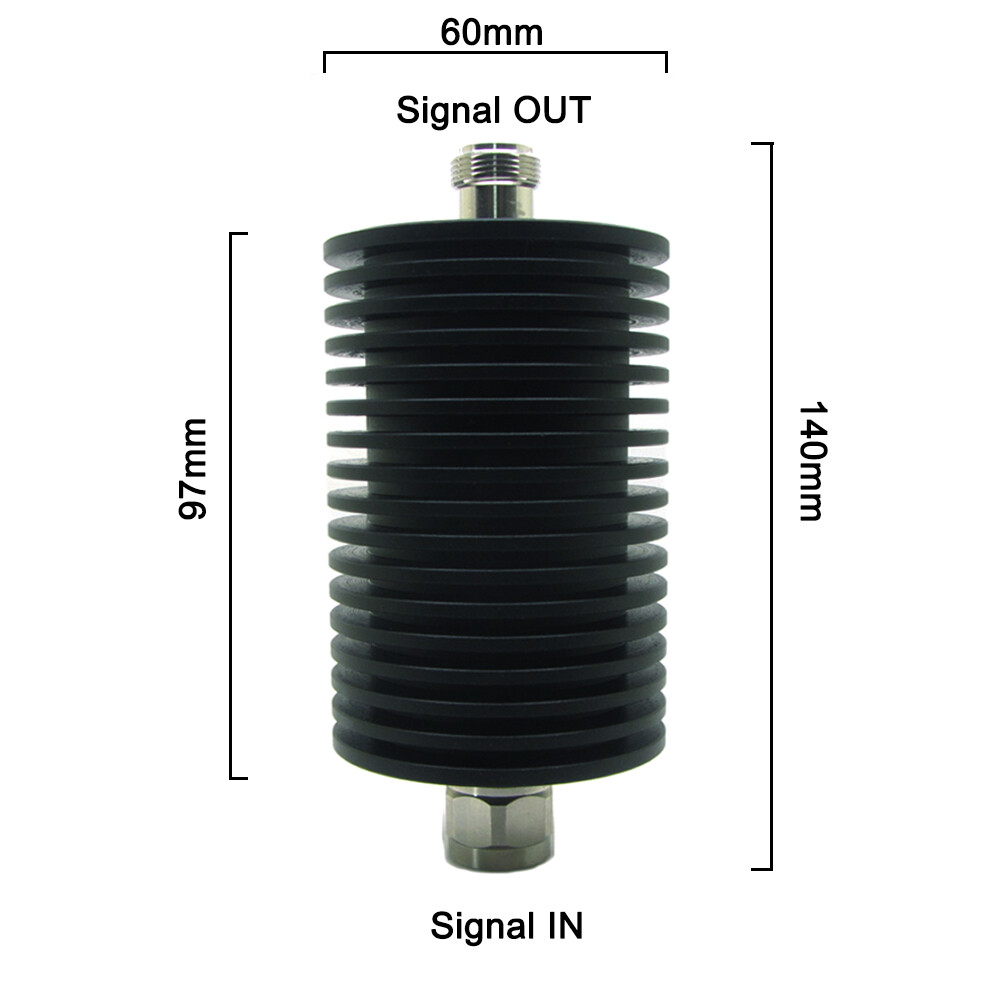 100W RF Coaxial Attenuator N Type Male to Female 1-60dB 3GHz 50 Ohm Round Black