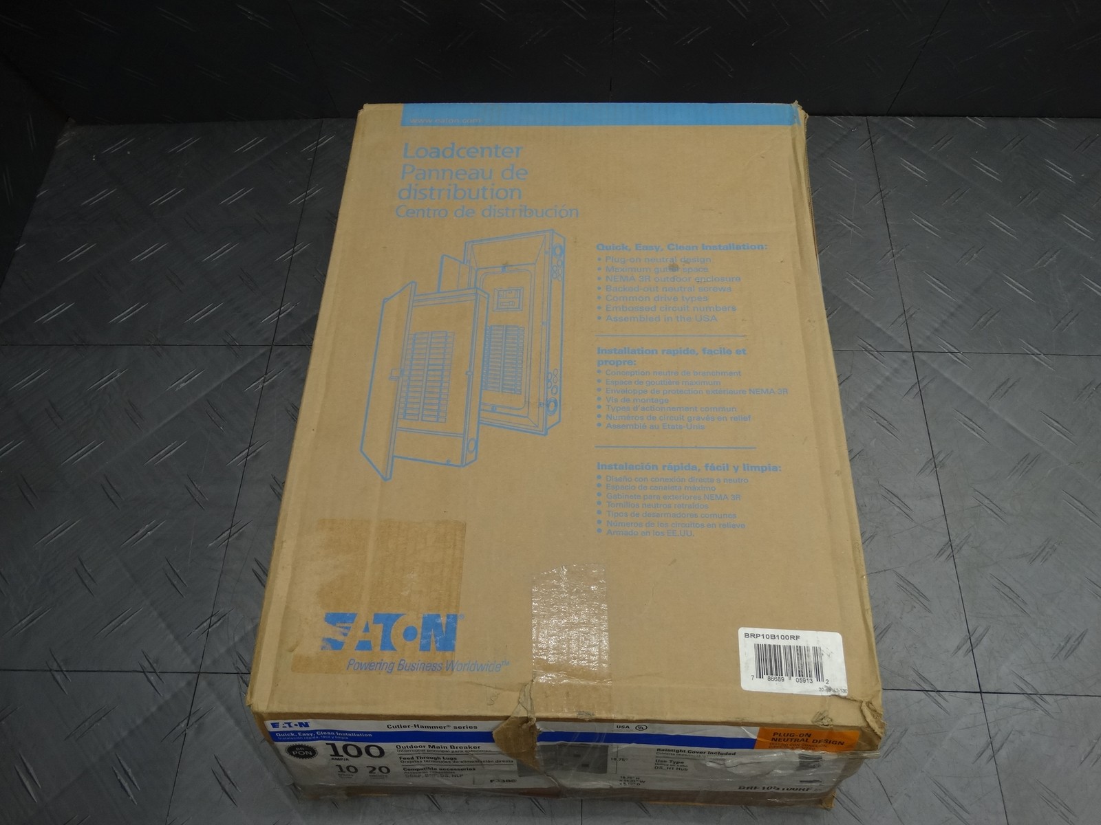 Eaton Type BR 100A 10-Space 20-Circuit Outdoor Main Breaker Neutral Load Center