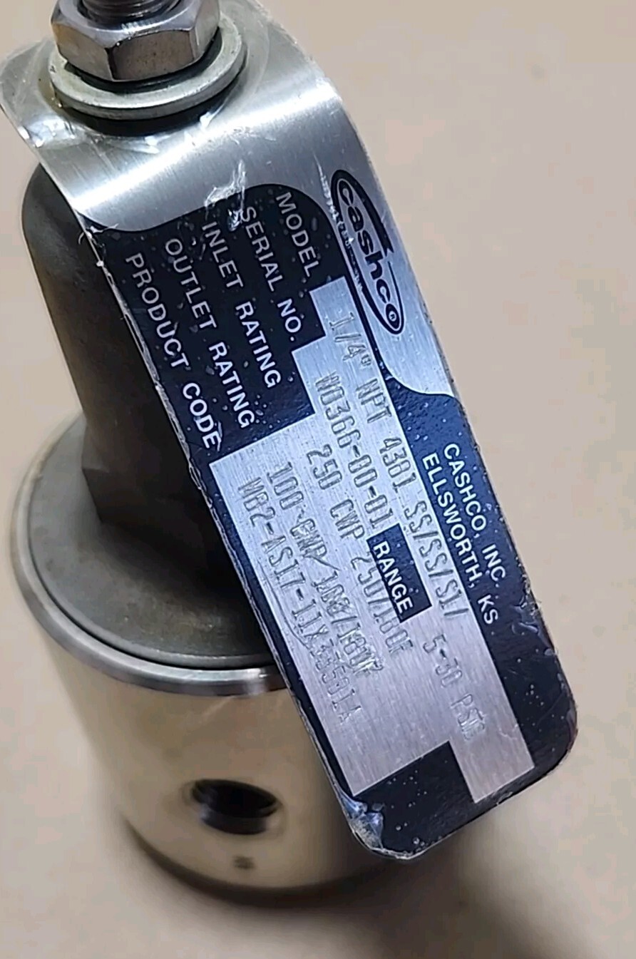 *PREOWNED* Cashco 1/4″ Npt 4381 SS/SS/S1 Regulator 5-30Psig 250CWP + Warranty!