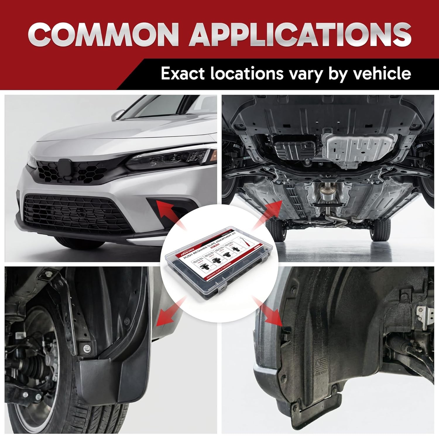 121PCS Push Type Retainer Clips, for Honda Accord Civic, CR-V, Crosstour, Fit, H