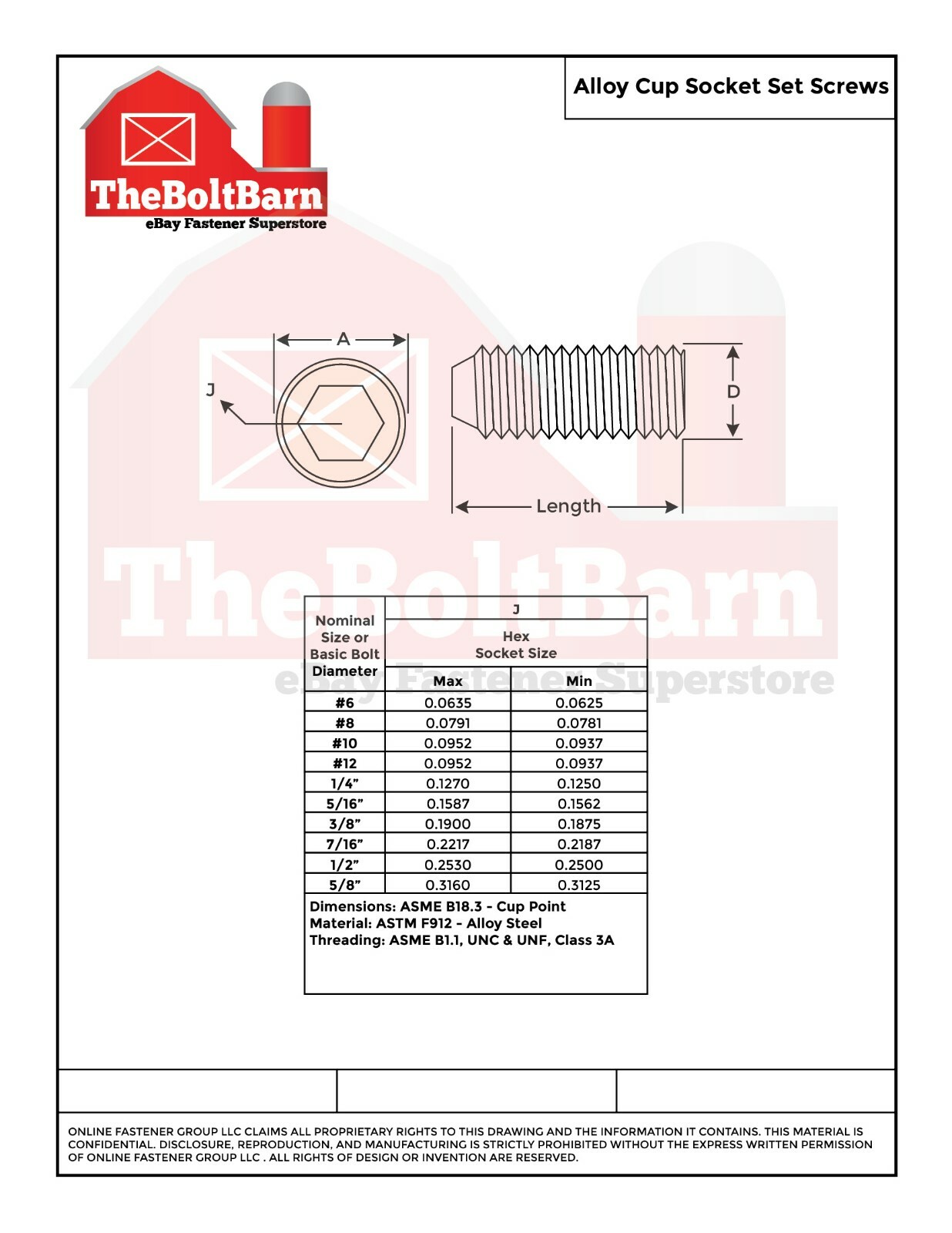 1/4″-20 Alloy Cup Point Allen Socket Set Screw Coarse Black Oxide (Pick Size)