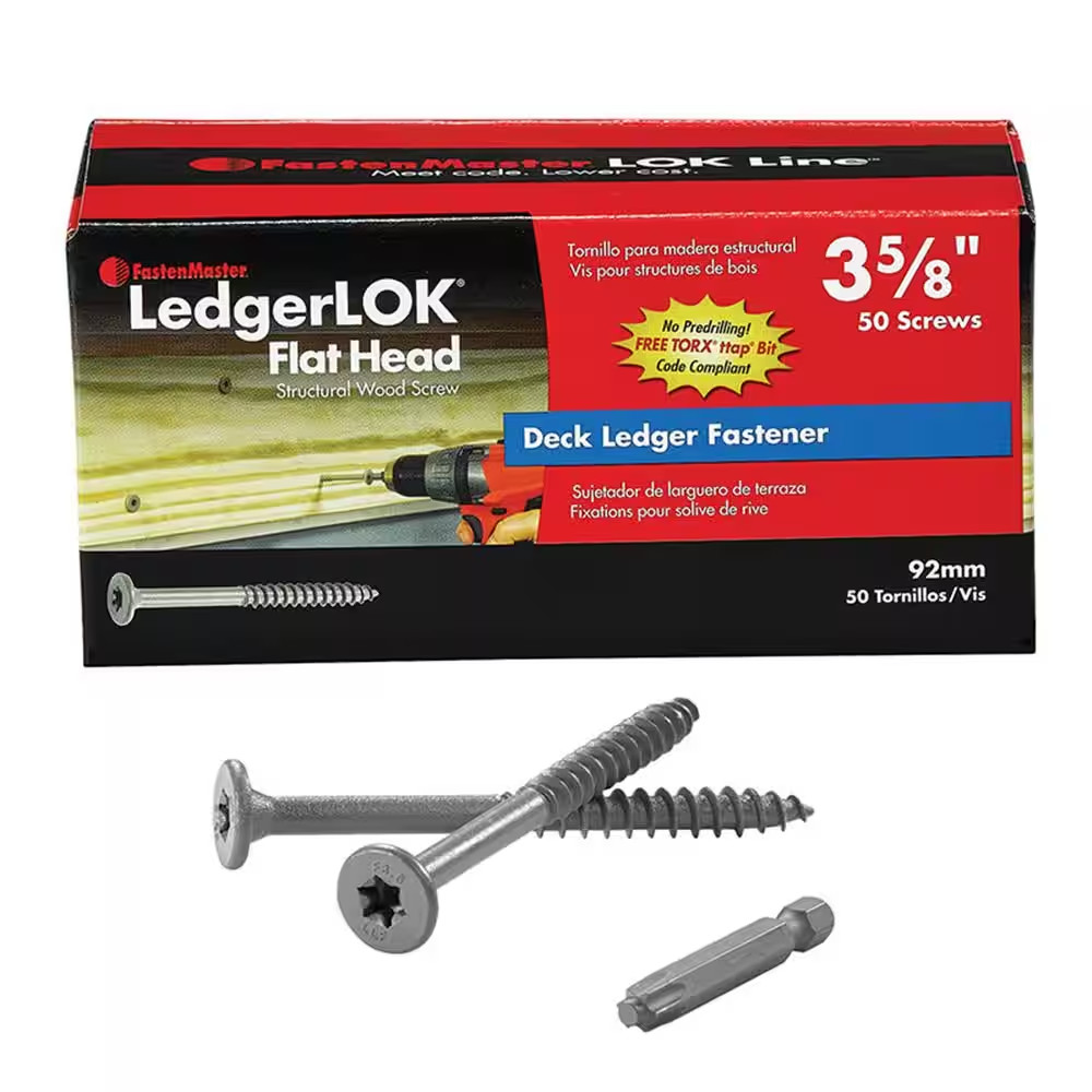 Ledgerlok Flat Head Structural Ledger Board Screws – 3-5/8 Inch Flat Head Wood S