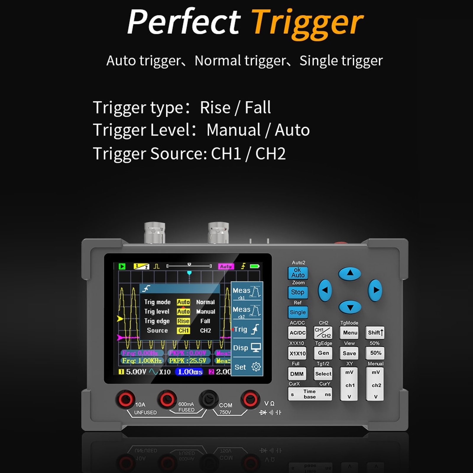 NEW Digital Oscilloscope 3 In 1 Multimeter Signal Generator 120M 250MSa/s 3.2in