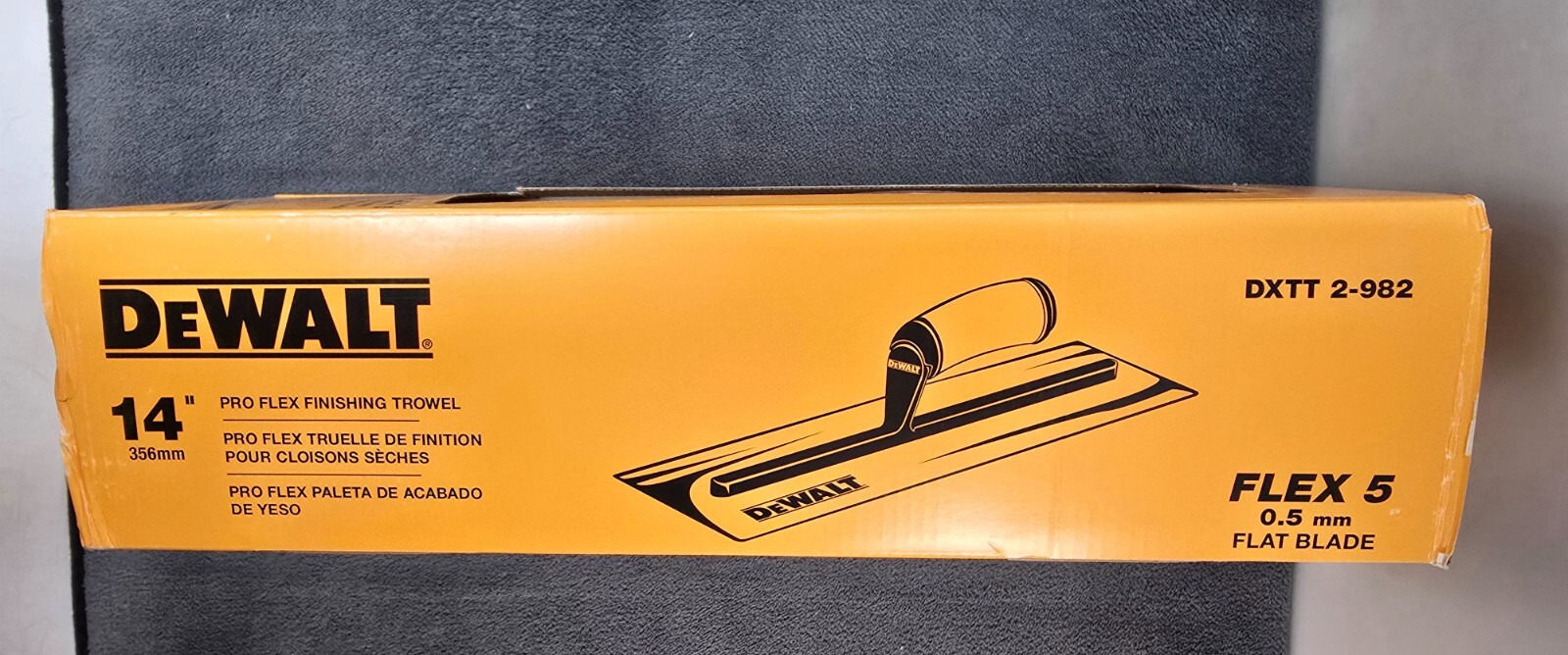 Dewalt 14 in. Stainless Steel Blade Drywall Finishing Trowel, Leather Handle, Jo
