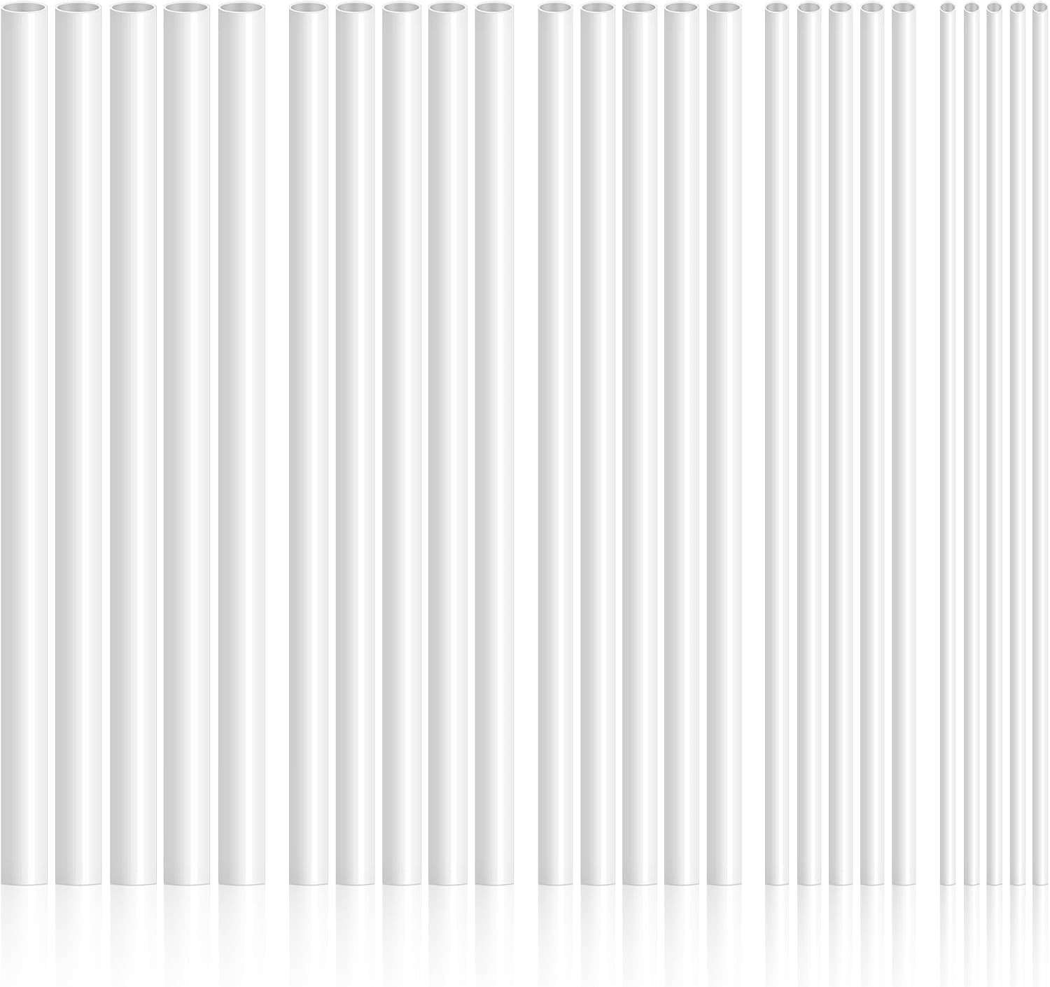 25 Pcs ABS Plastic round Tubes 5 Sizes ABS White Bars Rod Hollow 2Mm 3Mm 4Mm 5Mm