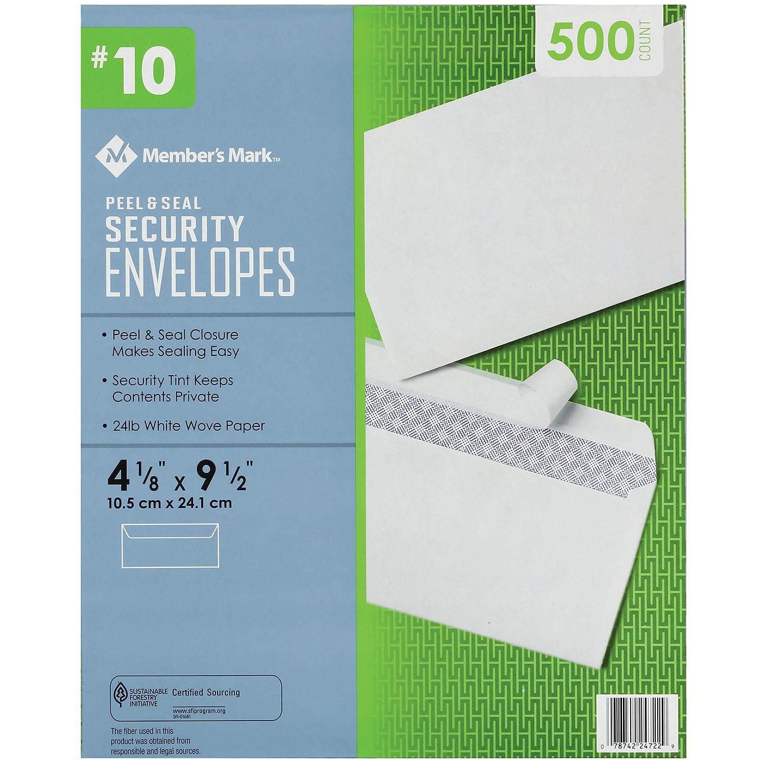 Member’s Mark Envelope #10, Peel and Seal (500 Count)