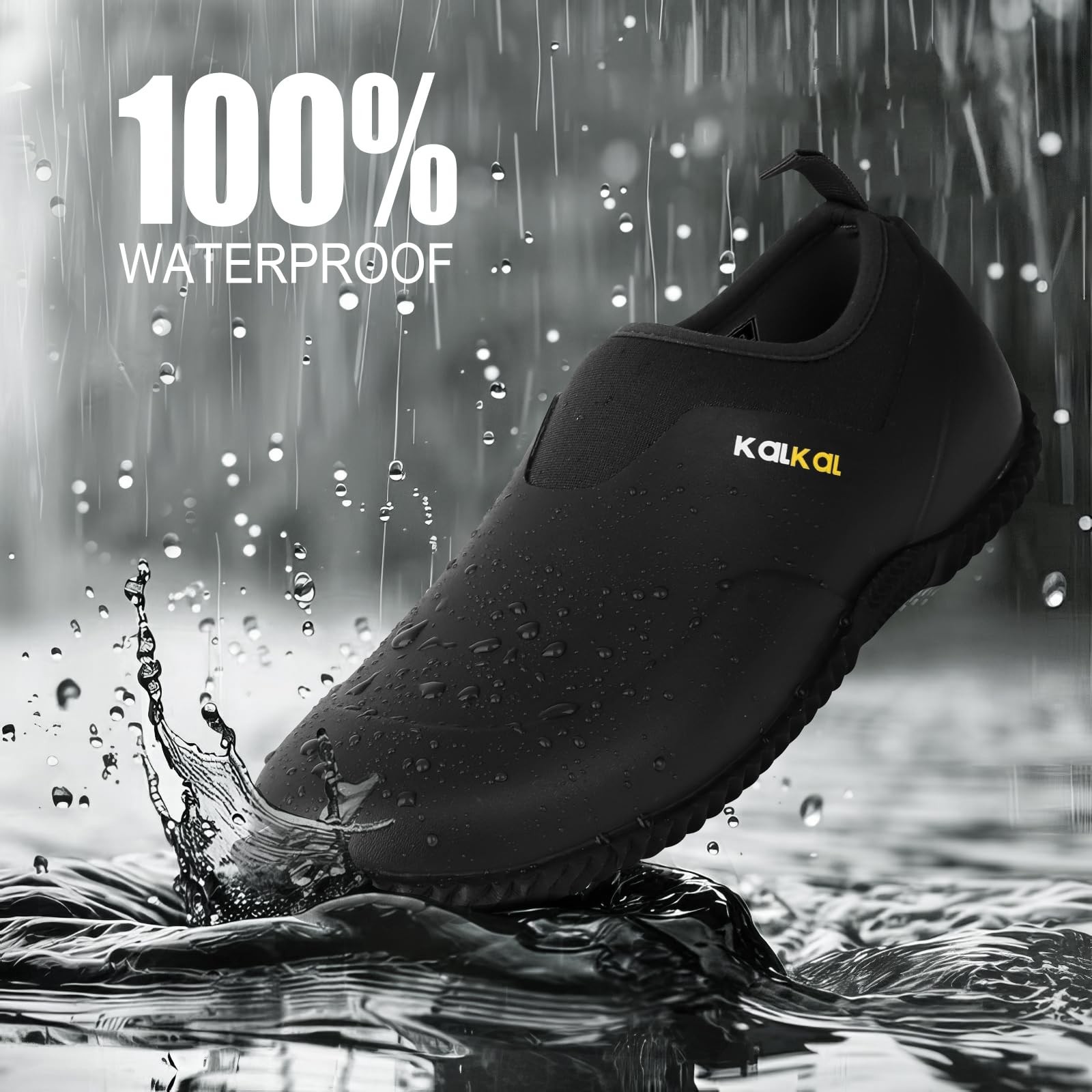 Kalkal Men’s Rain Boots, Waterproof Garden Shoes, Neoprene Rubber Footwear fo…