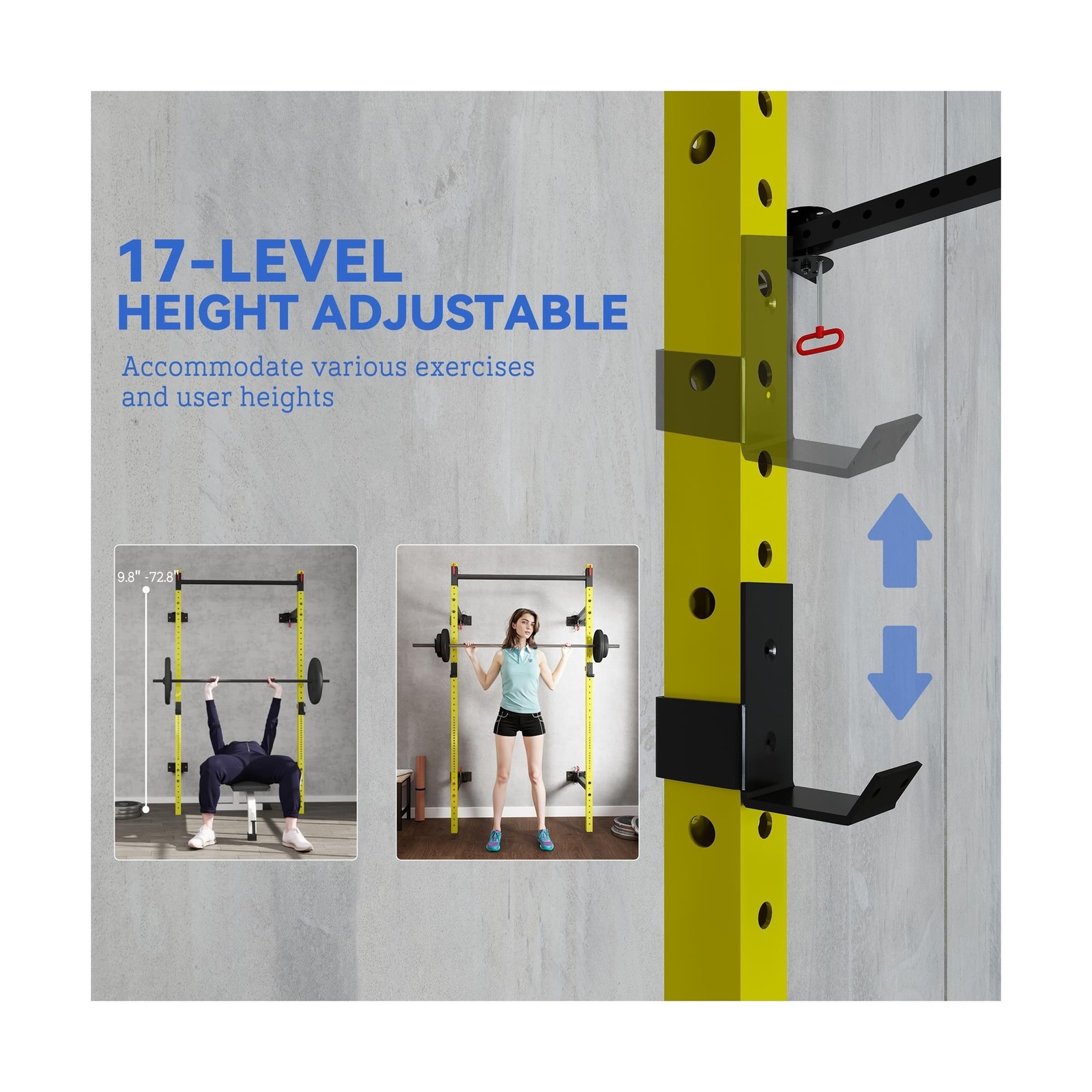 Soozier Folding Squat Rack with Adjustable Pull-Up Bar, 1000 Pounds Capacity …
