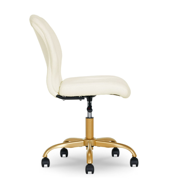 Boucle Armless Office Chair Cream for Adults Teens Home Office