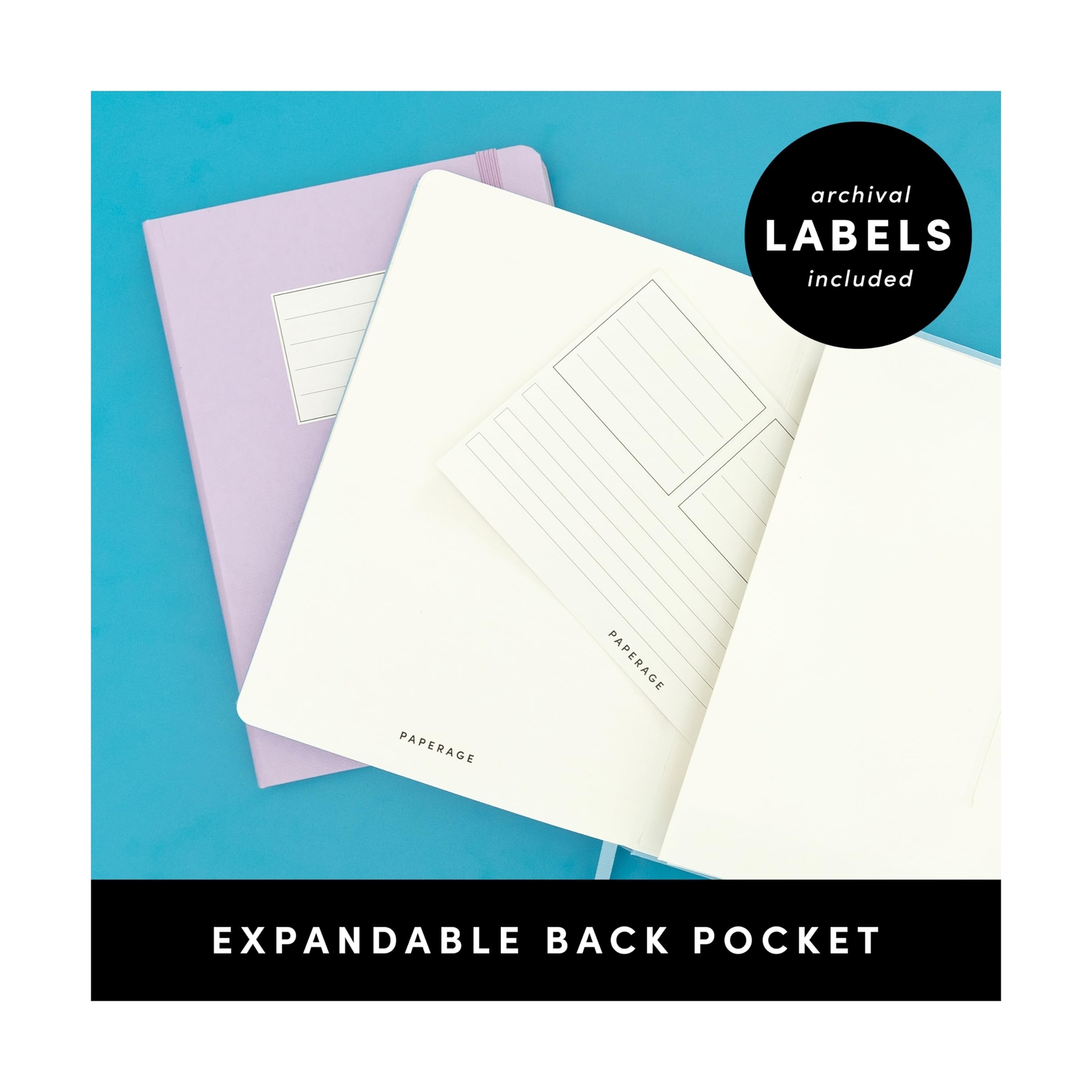 PAPERAGE Blank Journal Notebook, (Black), 160 Pages, Medium 5.6 in x 8 in – 1…