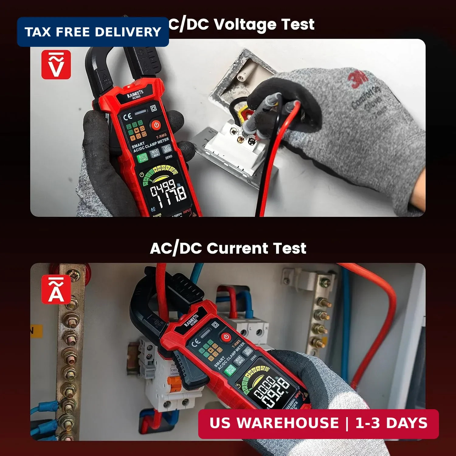 KAIWEETS Smart Digital Clamp Meter with D-Shaped Jaws, Clamp Multimeter with Inr