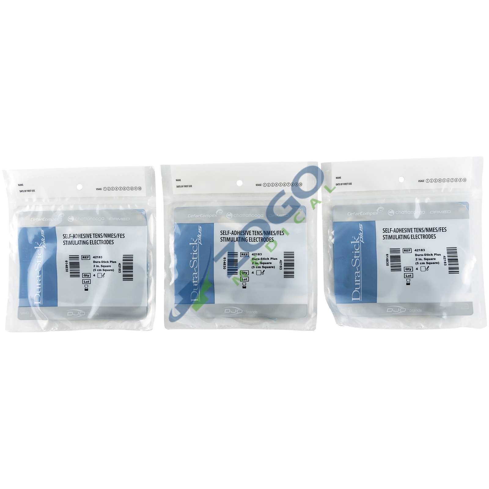 Chattanooga Dura Stick Plus Electrode 2″ X 2″ Square Blue Foam -4/PK- 3 Packs